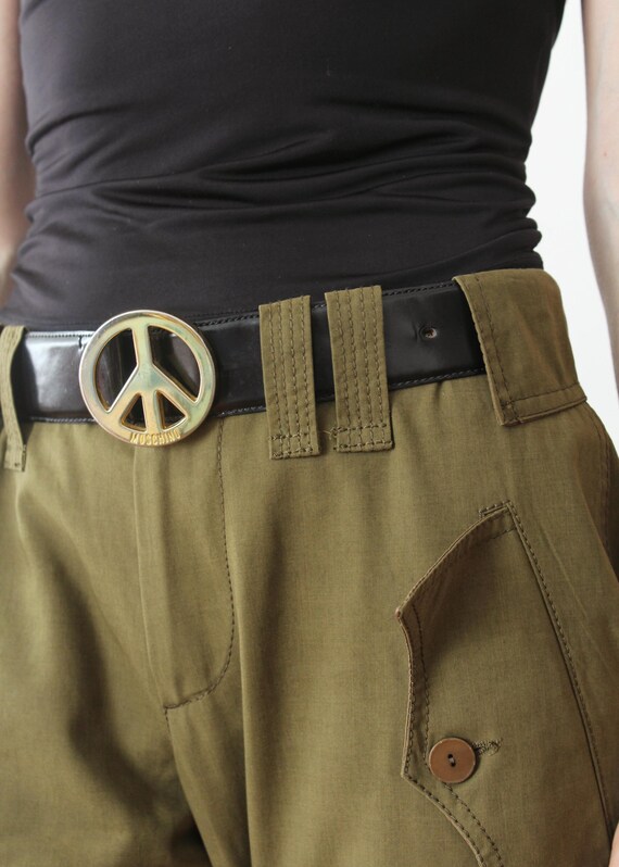Iconic Vintage Peace Moschino Black Leather and Gold Metal  display picture 1