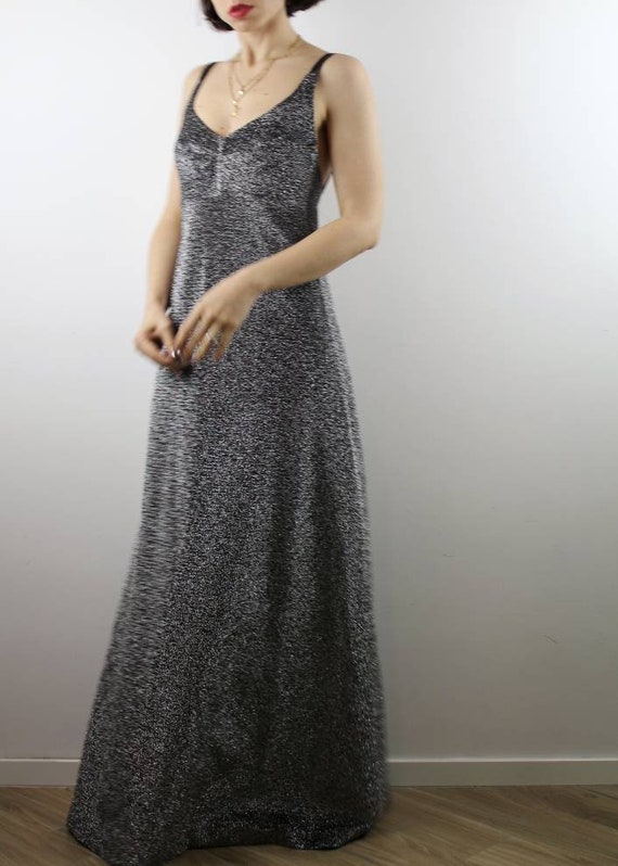 knee length dresses for ladies Black Catalina Lurex Knit Maxi Dress