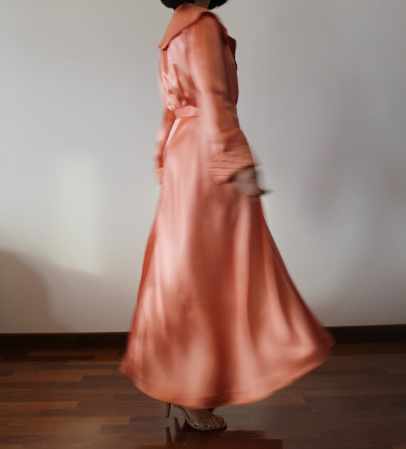 Vestaglia vintage anni '30 - '40 in raso rosa pes… - image 8