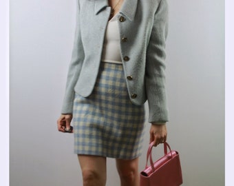 Iconic Istante by Gianni Versace vintage 90s wool skirt suit