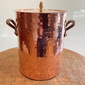Hammered Copper 8 Qt. Stock Pot, Tin Lined with Lid, Made in France for Williams Sonoma by Mauviel