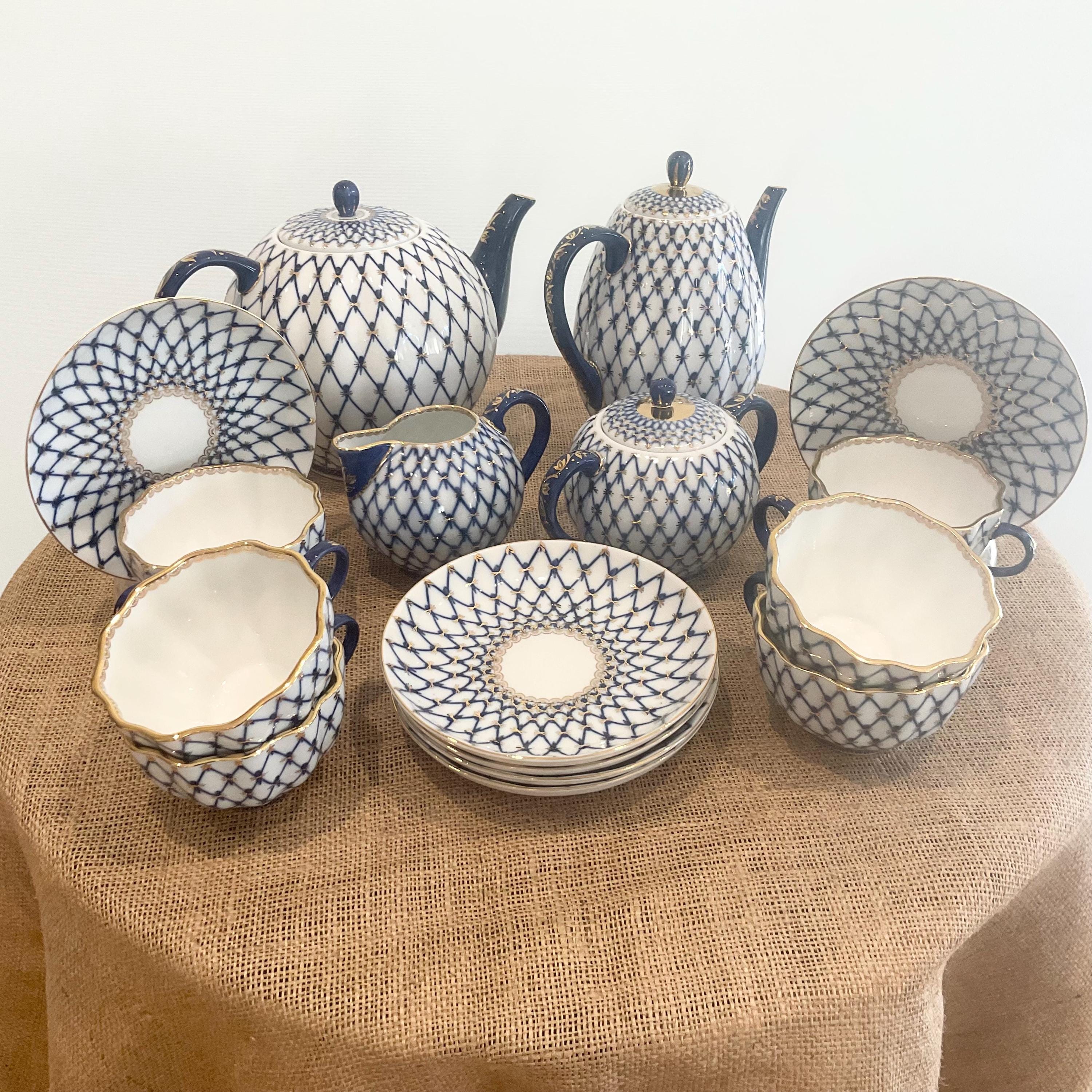 Imperial Russia Tea and Coffee Service, Cobalt Net Blue Porcelain