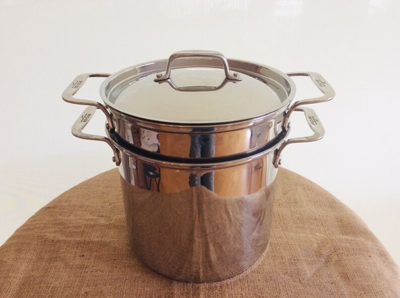 Allclad 8 Qt. Stainless Steel Stock Pot With Strainer/steamer Etsy