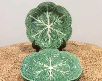 Buy 1 or More, Bordallo Pinheiro Green Cabbage Leaf 9 1/4" Luncheon Plates, Portugal