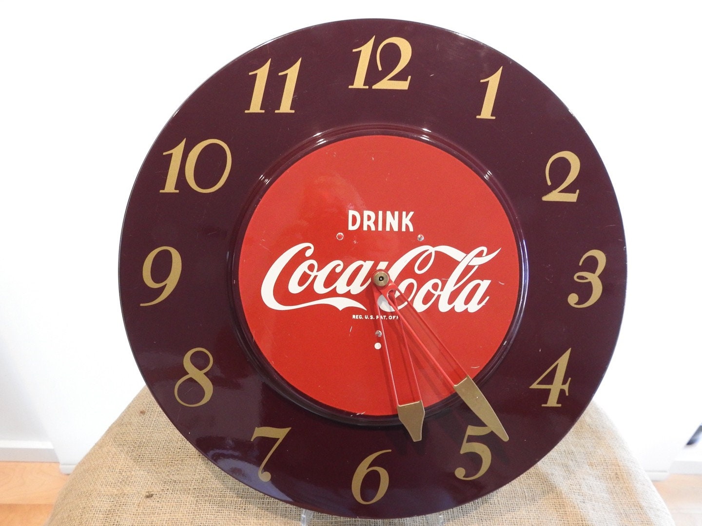 Coca Cola Clock, 1950's, for Wall Mounting, 18” in Diameter