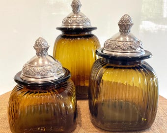 Vintage 4pc Lincoln Beautyware Canister Set - Metal, Flour, Sugar