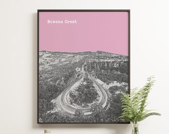 Rowena Crest at Columba River Gorge - Oregon Skyline Vintage Design Minimalist Art Print – Rowena Crest Art Print - Oregon Art Print