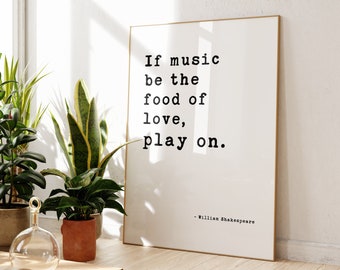 Artery8 Stampa D’Arte Con Citazione Shakespeare – Musica Cibo Amore – Poster 30x41 Cm