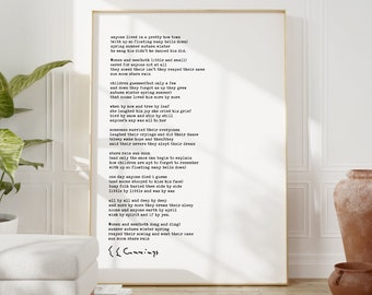 anyone lived in a pretty how town Poem by e.e. cummings Typography Art Print - Poetry