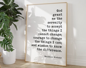 Serenity Prayer Art Print - Religious, Recovery Alcohol AA Gift, Addiction Gifts - Encouragement, Inspirational Gifts, God Grant Me Serenity