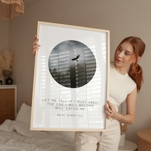 Inspirerande typografisk väggkonst, Låt mig falla, Baal Shem Tov-citat (digital nedladdning)