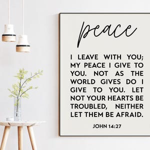 Peace I Leave With You - John 14:27 Art Print - Religious Wall Art - Scripture Art - Spiritual Art -  Bible Verse Art - Typography Art