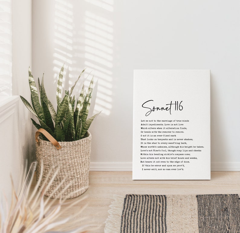 William Shakespeare Sonnet 116 Low Profile Mounted Canvas Typography ...