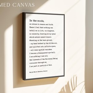 In the woods, we return to reason and faith., Ralph Waldo Emerson Quote, Typography Art Print, Nature (1836) image 4