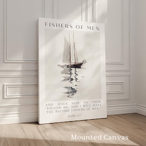 Fishers of Men Wall Art, Mark 1:17 Scripture Print, Christian Nautical Typography Artwork for Home & Church Décor image 3