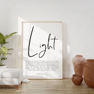 Matthew 5:14-16 You are the light of the world. Art Print - Religious Scripture - Christian - Bible Verse - Modern