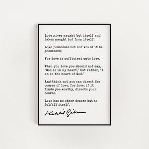 Kahlil Gibran Poem On Love Art Print - Poetry Art Print - Poems - Literary Prints - The Prophet (1923)