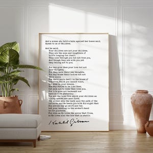 Kahlil Gibran Poem On Children Art Print - Poetry Art Print - Poems - Literary Prints - The Prophet (1923)
