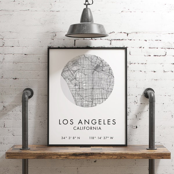 Los Angeles Map, Los Angeles City Map, Los Angeles Map, Los Angeles Print, Map Los Angeles, Los Angeles California GPS - Downloadable Print