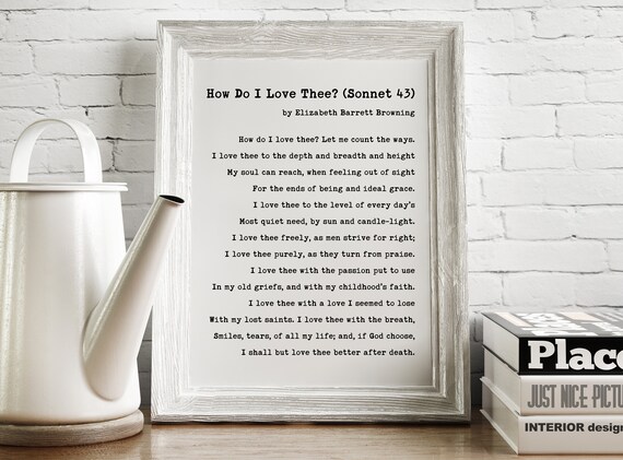 How Do I Love Thee Let Me Count The Ways Elizabeth Barrett Etsy