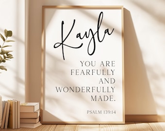 Psalm 139:14 You are fearfully and wonderfully made. Personalized with Name Typography Art Print