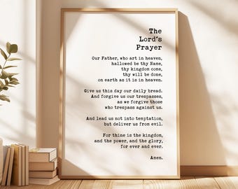 The Lord's Prayer Typography Art Print,  Our Father, Who Art In Heaven, Hallowed Be Thy Name,  Christian,  Gifts