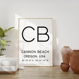 Cannon Beach Oregon with GPS Coordinates Minimalist Art Print - Modern Wall Decor - Office Decor - Living Room Decor - Dorm Decor