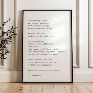 since feeling is first Poem by e.e. cummings Typography Art Print (1926)