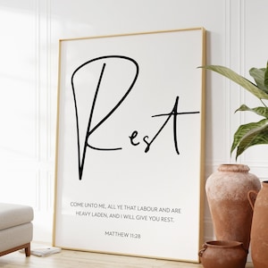 Matthew 11:28 - Come unto me, all ye that labour and are heavy laden, and I will give you rest. Art Print - Religious Scripture