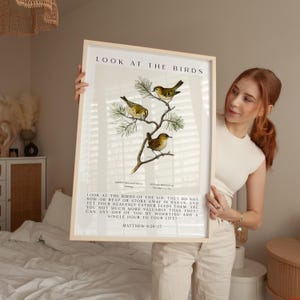 Matthew 6:26-27 Bible Verse Print, Look at the Birds Scripture Wall Art ...