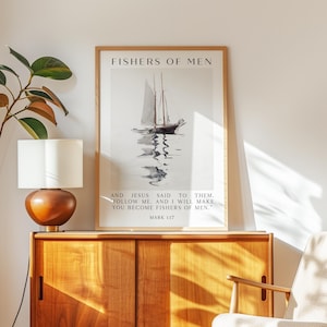 Fishers of Men Wall Art, Mark 1:17 Scripture Print, Christian Nautical Typography Artwork for Home & Church Décor image 8