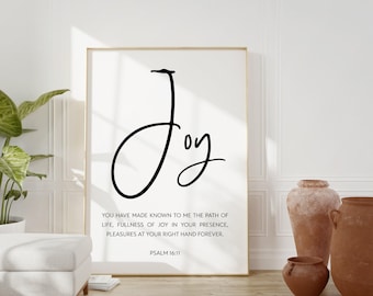 Psalm 16:11 Fullness Of Joy In Your Presence Art Print,  Religious Scripture - Bible Verse Art -  Modern Wall Art