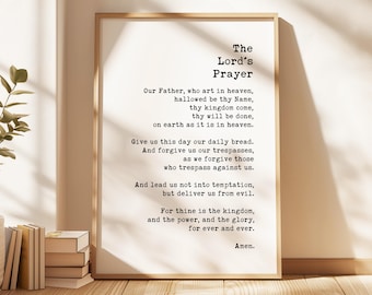 Affiche typographique du Notre Père, Notre Père qui es aux cieux, que ton nom soit sanctifié, Chrétien, Cadeaux
