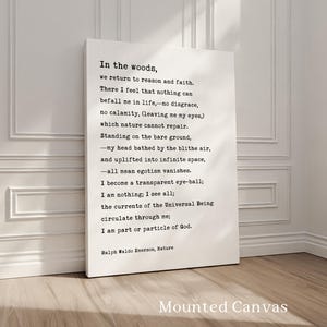 In the woods, we return to reason and faith., Ralph Waldo Emerson Quote, Typography Art Print, Nature (1836) image 3