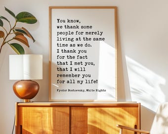 Fyodor Dostoevsky Wall Art,  White Nights Quote,  Typography Art Print,  Literature