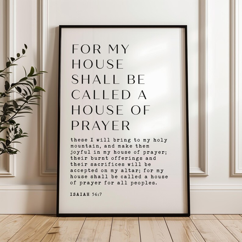 For My House Shall Be Called a House of Prayer... Typography Art Print, Isaiah 56:7, Faith, Gift ...