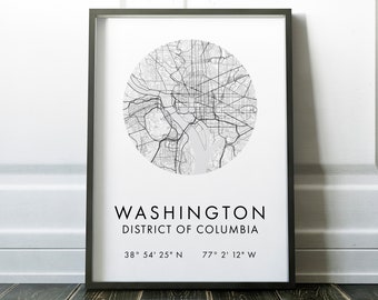 Washington DC Map, Washington City Map, Washington Map, Washington Print, Map of Washington, Washington GPS Art Print, City Map Washington