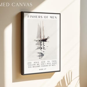Fishers of Men Wall Art, Mark 1:17 Scripture Print, Christian Nautical Typography Artwork for Home & Church Décor image 4