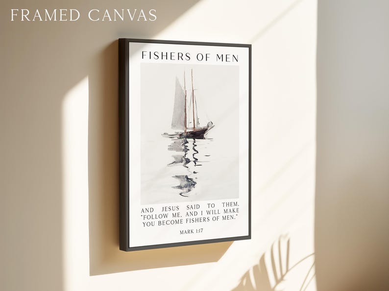 Fishers of Men Wall Art, Mark 1:17 Scripture Print, Christian Nautical Typography Artwork for Home & Church Décor image 4