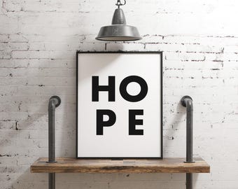 Hope Typography Print,  Inspirational Print - Minimalist Art Print - Hope - Nursery Wall Art