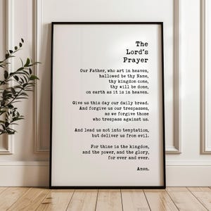 The Lord&#39;s Prayer Typography Printable Wall Art Print - Our Father, Who Art In Heaven, Hallowed Be Thy Name