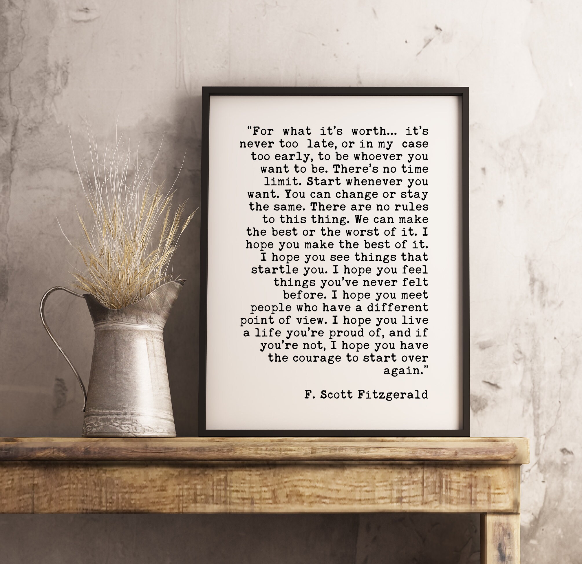 F. Scott Fitzgerald for What It's Worth Quote Printable Etsy