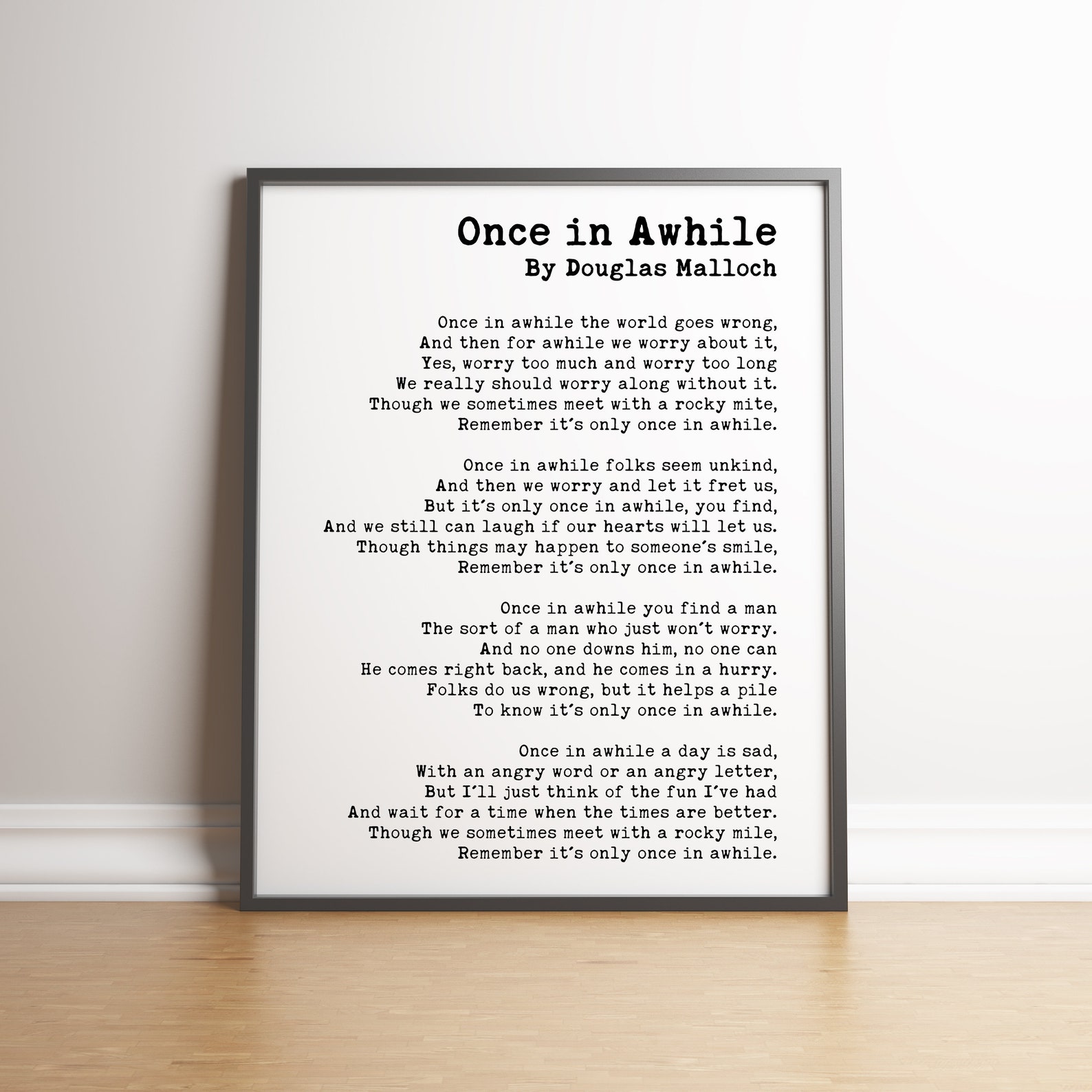 Once in Awhile Poem by Douglas Malloch Classic Poetry - Etsy