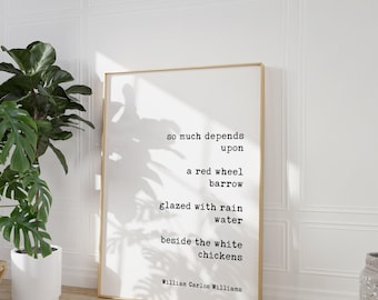 La brouette rouge, estampe typographique de William Carlos Williams, extraite de « So much Depends Upon » (1923)