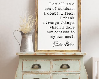 Bram Stoker Dracula Quote Art Print,  I am all in a sea of wonders. I doubt; I fear;,  Life quotes, Book Quotes,  1897