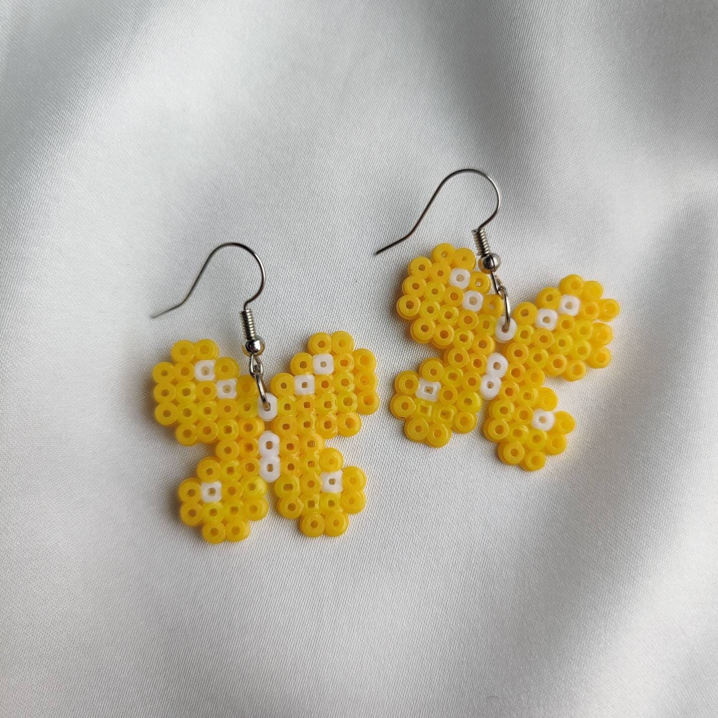 Yellow Butterfly Earrings Perler Beads