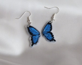 Blue Butterfly Wing Earrings  | cottagecore | gifts for her | cute lightweight jewel | fairycore |