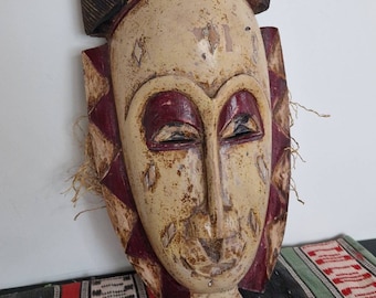 SALE/SALE/Authentic African Ethnic Mask/ West Africa Solid Wood Hand Carved Mask/Head piece/