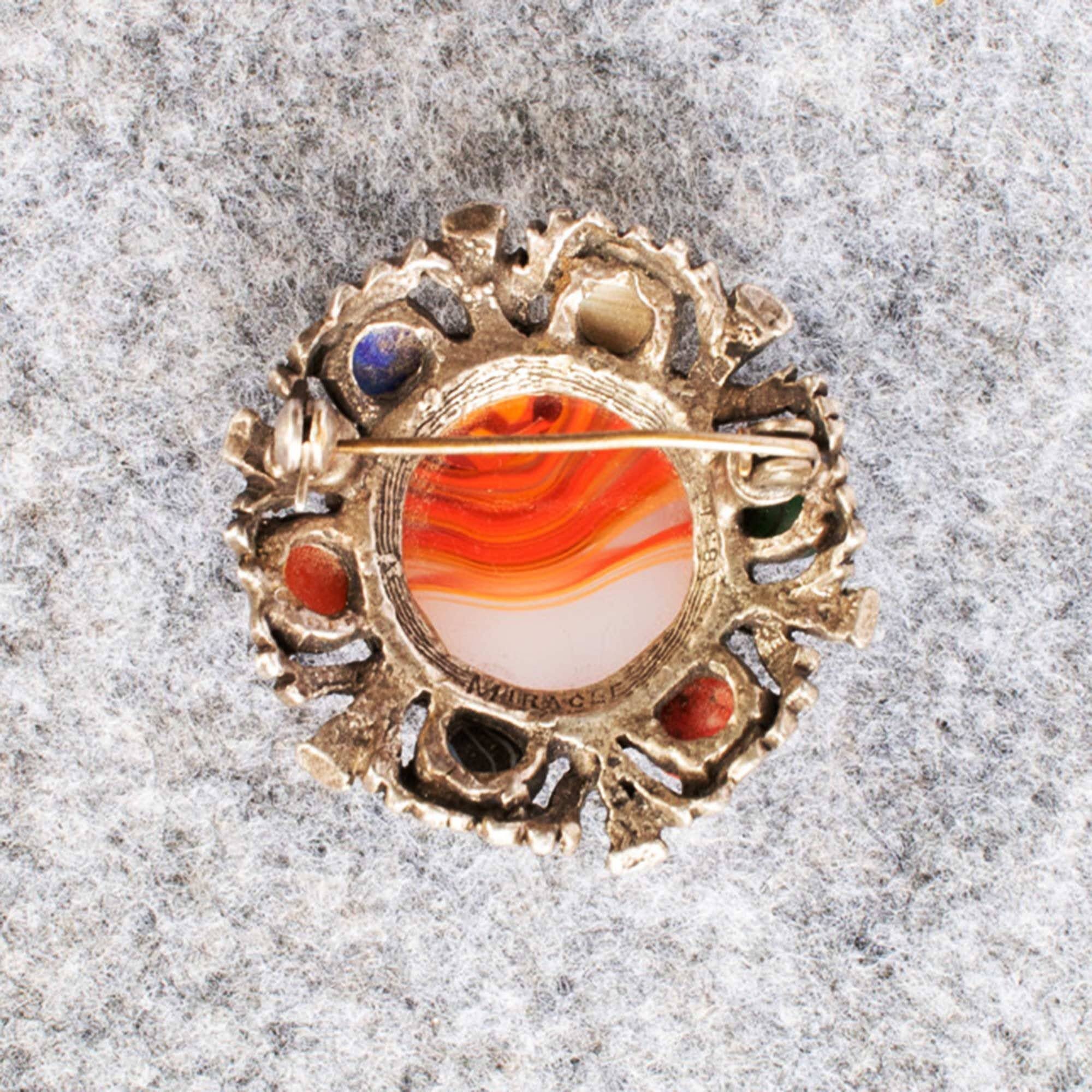 Broche Vintage « Miracle » - Style Celtique Avec Pierres Multicolores, XXe Siècle - Épingle Fantaisie Occasion