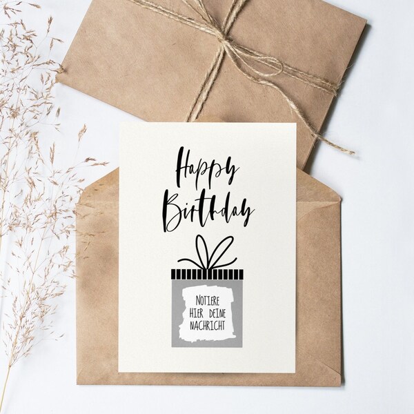 Rubbelkarte  | Geburtstagskarte | Gutschein | Geschenkgutschein | Postkarte - Happy Birthday